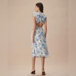 RIHOAS The Blue Round Neck Cap Sleeve Floral Midi Dress 76 Size M Photo 1