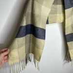 Christian Dior Monsieur Vintage Check Tan Plaid Cashmaire Scarf Fringe 11”x48” Photo 3