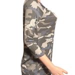 Zenana 3/4 sleeve dusty blue camouflage print v-neck tee with round hem size S Photo 5