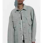 ZARA NWT Utility Overshirt Jacket Outerwear Light Green Outdoor Womens Size S Photo 0