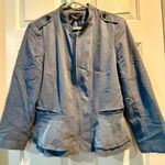 White House | Black Market  jacket blazer - sz 14 - slate blue / gray - peplum. Zippered pockets. Gently used. No stains - just not great pics. Smoke free home.   Pit to pit 20” Length 23.5” Sleeve 14.5” Photo 1