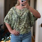 Alberto Makali  green leopard print dolman sleeve semi-sheer top Photo 1