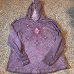 Back In The Saddle Purple Burnout Hoodie‎ Long Sleeve Lace Women's Size L Photo 0