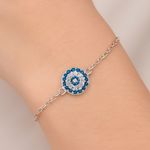 Antian accessories™ 925 Silver Evil Eye Bracelet Blue White Durable Design Photo 0