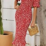 SheIn  Red Floral Off-Shoulder Midi Dress SZ-S Photo 0