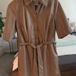 A New Day Women's Short Sleeve Faux Leather Shirtdress - Dark Brown Photo 2