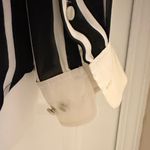 Ralph Lauren Lauren Women’s Sheer Black and Cream Striped Silk Blouse, Size L Photo 7