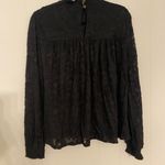 Witchy Whimsigoth Dark Fairy Black Lace High Neck Smocked Long Sleeve Top Medium Photo 1