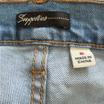 Supplies Blue Distressed Jean Shorts with Frayed Hem Photo 1