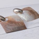 Vintage Stud Earrings Shell / Mother of Pearl Extra Large Statement Photo 3