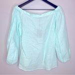 Massimo Dutti Cyan Off-the-Shoulder Linen Top Photo 4