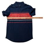 Five Four Darnell Shirt Short Sleeve Polo Medium Navy Blue Red Stripe Cotton Golf Photo 5
