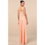 Lulus NEW  Red Carpet Romance Peach Satin Square Neck Maxi Dress Formal Medium Photo 1