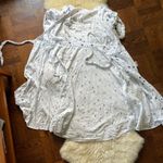 XiRENA Reece Wrap Dress White & Blue Crinkle Gauze long sleeve Size L Photo 11