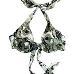 Victoria's Secret  swim bikini top green funky abstract floral print underwire 36C Photo 0