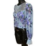 Free People NEW  Daphane Blue Floral Print and Llace Top Size Small Photo 3