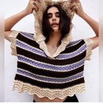 ZARA New  Crochet Knit Hooded Short Sleeve Sweater size M Photo 0