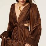 Ieena for Mac Duggal Brown Long Sleeve Pleated Full Skirt Cut Out Sides Gown 6 Photo 13