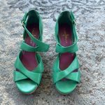 Cole Haan  Nike Air Wedge Leather Espadrille Shoes Green 7.5 Photo 2