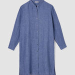 Eileen Fisher NWT Washed Organic Linen Delave Shirtdress Tunic in Blueberry XS Photo 0