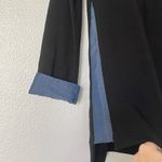 Vince  Knit Long Sleeved Black Crew Neck Top Sweatshirt Blue Side Accents Size XS Photo 5