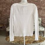Tahari  Sweater Crewneck Open Knit White Long Sleeve XS Preppy Classic Casual Photo 7