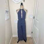 Peach Love California NTM: Navy & White Striped Halter Romper with Slits Sz S Photo 8