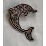 EFS Mexican Silver Dolphin Pin, Dolphin Small Heart Pin, Sterling Silver Sz 1.5” Photo 1