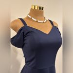 Grace Karin Blue Midi Cold Shoulder Straps & Sweetheart Shape. Sz S. Zipper Back Photo 1