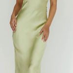 Here Comes the Sun Damsel Reverse Halter Maxi Dress Pistachio Photo 0