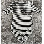 Acemi  Women’s Faux Wrap Bodysuit, Ribbed Fabric, Sz Lg Photo 1