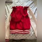 Papaya Red and White Varsity Jacket Photo 2