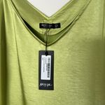 Nasty Gal Plus Size Textured Satin Lime Green V-Neck Mini Dress Photo 3