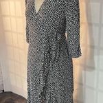 Abercrombie & Fitch black and white spotted true wrap long sleeve dress size xsp Photo 2