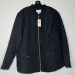 Charter Club Quilted Zip Front Jacket Women’s 3X Black Lightweight Gold Zip Photo 1
