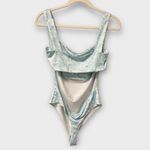 Le lis  Bodysuit Marbled Blue with back cut out size large Photo 1