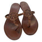 Tory Burch Miller Leather Flat Thong Sandals Brown Size 10 Photo 0