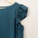 Anne Klein | Dark Teal Blue Green Flutter Sleeve Sheath Dress Lined | Size 12 Photo 3