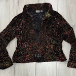 Chico's silk rayon colorful velvet burnout sequin jacket size 2 Super whimsical Photo 0