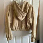 HYFVE  Cropped Corduroy Hooded Jacket Zipper Front Light Tan Beige Medium Photo 3