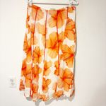 Farm Rio  Size Large Orange Floral Pleated Fully Lined Midi Skirt Photo 5