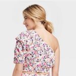 Universal Threads NWT Universal Thread Puff Sleeve Crop Top Womens XXL Pink Floral One Shoulder Photo 1