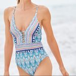 La Blanca  Milano Mio One-Piece Ethnic Print Swimsuit size 14 Photo 5