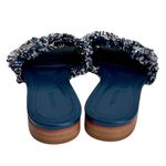 J. McLaughlin  Navy Blue ‘Lile’ Raw Edge Denim Sandals, Size 6 Photo 4