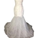 White Strapless Beaded Lace Corset Mermaid Wedding Dress Size L Photo 20