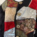 VTG Allure Patchwork Blazer Jacket Black Multi Long Sleeves Buttons Artsy Large Photo 1