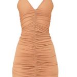 Pretty Little Thing  Camel Fishnet Ruched Dress Photo 2