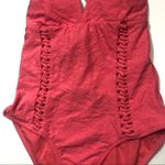 Jessica Simpson  V Neck One Piece Swimsuit Pink Photo 4