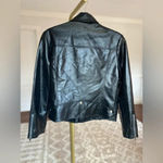 None Classic Black Faux Leather Moto Jacket Edgy Streetwear Rocker Downtown Grunge Photo 1