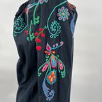 Johnny Was JWLA Black Dress Off Shoulder Long Sleeve Floral Embroidered Size S Photo 6